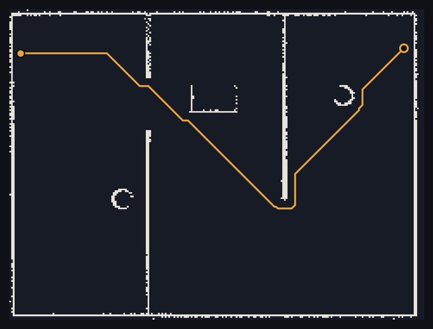 A* path planned on a SLAM-built office map — simulation demo from amr_stack.